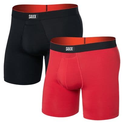 Saxx Multi-Sport Mesh Fly Boxer (2er Pack) Rot/Schwarz Herren