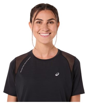 Camiseta de manga corta Asics Road negra para mujer
