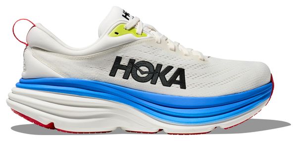 Hoka One One Bondi 8 White Multi-color Men's Running Shoes