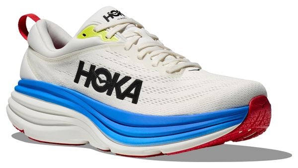 Hoka One One Bondi 8 White Multi-color Men's Running Shoes