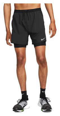 Pantalón Corto Nike Stride 5in 2 en 1 Negro Hombre