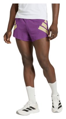 Pantalones cortos adidas Adizero Road to Records 3in violeta/dorado para hombre