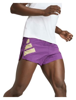 Pantalones cortos adidas Adizero Road to Records 3in violeta/dorado para hombre