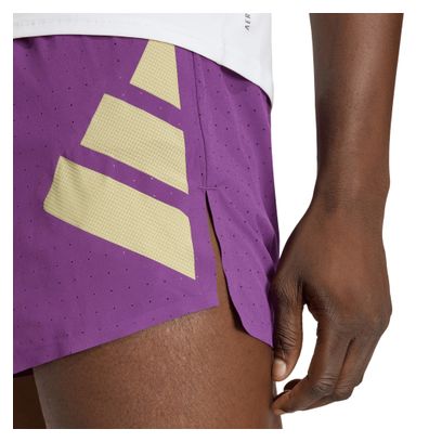 Pantalones cortos adidas Adizero Road to Records 3in violeta/dorado para hombre