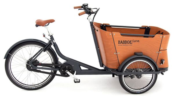 Vélo Cargo Triporteur Électrique Babboe Curve Mountain Enviolo NuVinci 500 Wh 20/26'' Gris Anthracite Marron