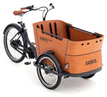Vélo Cargo Triporteur Électrique Babboe Curve Mountain Enviolo NuVinci 500 Wh 20/26'' Gris Anthracite Marron