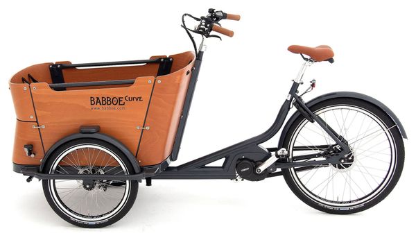 Vélo Cargo Triporteur Électrique Babboe Curve Mountain Enviolo NuVinci 500 Wh 20/26'' Gris Anthracite Marron