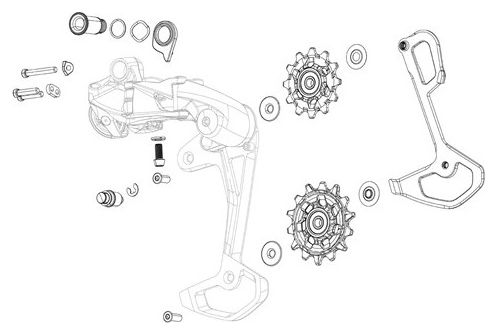 Paar Sram Red XPLR AXS 12v Derailleurwieltjes