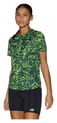 Camiseta de manga corta New Balance London Edition RC Essential Printed amarilla/verde para mujer