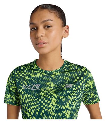 Camiseta de manga corta New Balance London Edition RC Essential Printed amarilla/verde para mujer