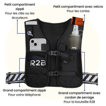 Gilet d'hydratation avec Bouteille Soupple (250 ML) - Running vest + Soft Flask