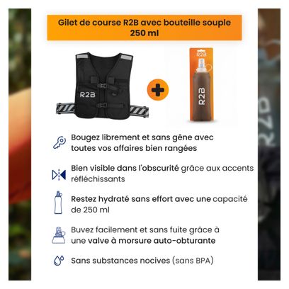 Gilet d'hydratation avec Bouteille Soupple (250 ML) - Running vest + Soft Flask