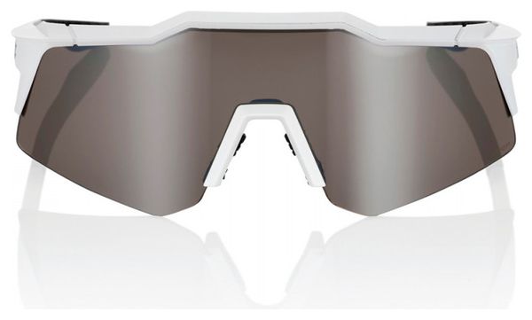 100% Speedcraft XS Matte White - HiPer Miror Silver