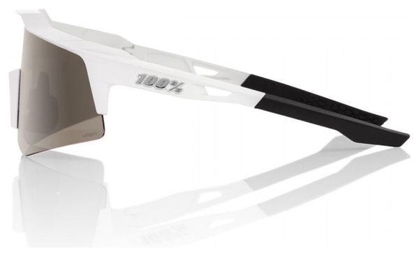 100% Speedcraft XS Matte White - HiPer Miror Silver