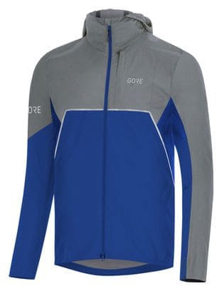 Running Gore Wear R7 Partial Gore-Tex Infinium Kapuzenjacke Grau/Blau