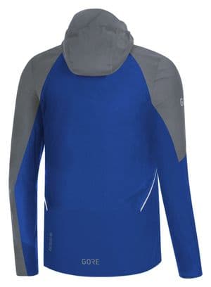 Running Gore Wear R7 Partial Gore-Tex Infinium Kapuzenjacke Grau/Blau