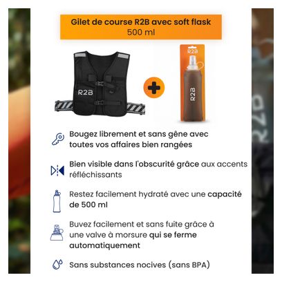 Gilet d'hydratation avec Bouteille Soupple (500 ML) - Running vest + Soft Flask