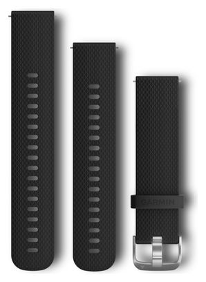 Bracelet de Montre Garmin Quick Release 20 mm Silicone Noir Argent