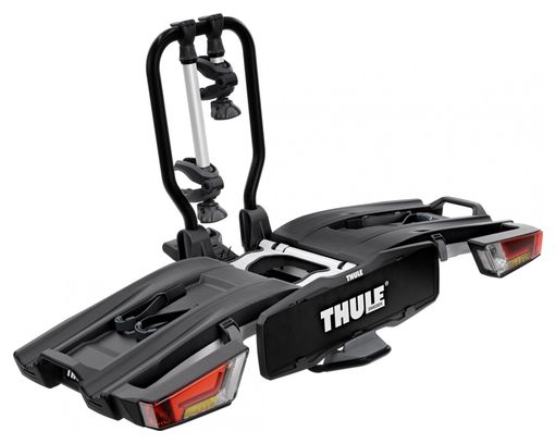 Portabicicletas Thule EasyFold XT F Fix4Bike con barra de remolque de 13 pines - 2 bicicletas (compatible con bicicletas eléctricas) negro plateado