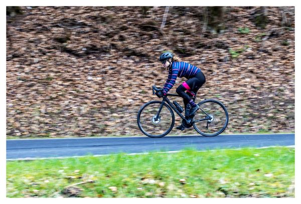 Veste Velo Hiver Rogelli Stripe - Femme - Bleu/Rose