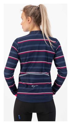 Veste Velo Hiver Rogelli Stripe - Femme - Bleu/Rose