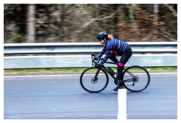 Veste Velo Hiver Rogelli Stripe - Femme - Bleu/Rose