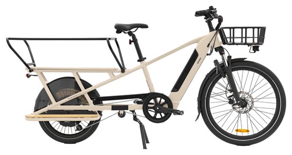 Btwin Longtail Elektrische Bakfiets R500E Microshift 8V 26/20'' 672 Wh Beige