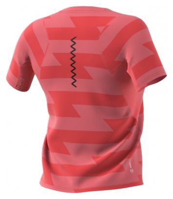 Maillot manches courtes adidas Run Fast Rouge Femme