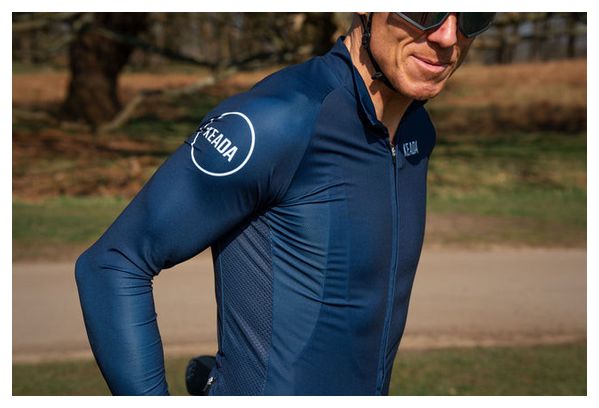 Maillot de cyclisme homme essentiel à manches longues - Marine