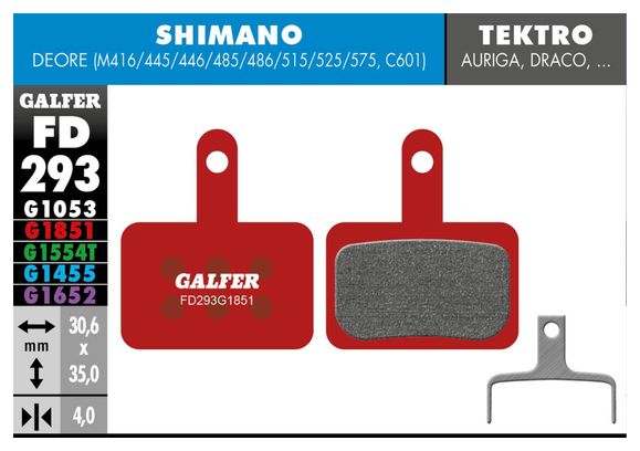 Galfer FD293 G1851 Advanced Semi-Metallic Brake Pads für Shimano / Tektro / TRP Disc Brakes