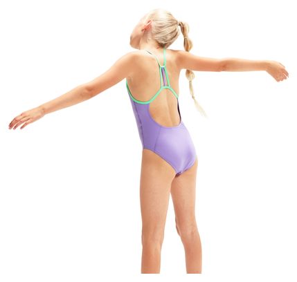 Speedo Eco+ Solid Lane Line Purple 1-Piece Swimsuit