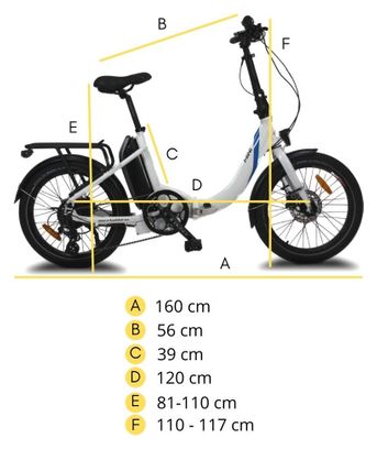 Urbanbiker Mini | VAE pliable | 100KM Autonomie | Blanc | 20"