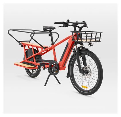 Vélo Cargo Longtail Électrique Btwin R500E Microshift 8V 26/20'' 672 Wh Rouge