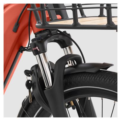 Btwin R500E Microshift Longtail Elektrische Bakfiets 8V 26/20'' 672 Wh Rood