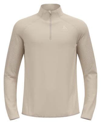Jersey de running Odlo Zeroweight Warm 2.0 1/2 Zip Beige para hombre