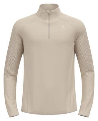 Pull Running Homme Odlo Zeroweight Warm 2.0 1/2 Zip Beige