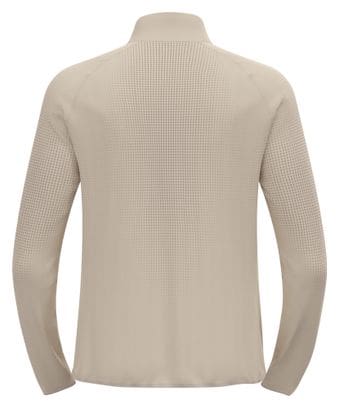 Jersey de running Odlo Zeroweight Warm 2.0 1/2 Zip Beige para hombre