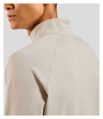 Jersey de running Odlo Zeroweight Warm 2.0 1/2 Zip Beige para hombre