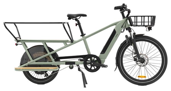 Btwin R500E Microshift Longtail Bicicleta de Carga Eléctrica 8V 26/20'' 672 Wh Verde