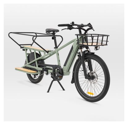 Vélo Cargo Longtail Électrique Btwin R500E Microshift 8V 26/20'' 672 Wh Vert