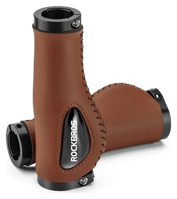 Paire de poignées de vélo de VTT antidérapantes et anti-chocs - Marron