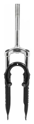 FOURCHE VTT 24   M-W A SUSPENSION ACIER RESSORT-ELASTOMERE NOIR DEB. 50mm PIVOT (220-130MM) FILETE 1 -22 2 INTERIEUR (MONTAGE DISQUE + V-BRAKE)