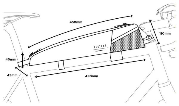 Restrap Race Top Tube Bag Long 2 L Black