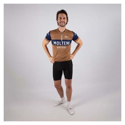 Maillot Manches Courtes Velo Rogelli Molteni - Homme - Marron