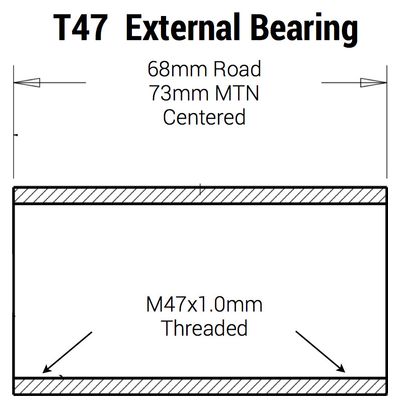 Inschroef bottom bracket Praxis Works T47 Shimano 68/73mm Road/MTB