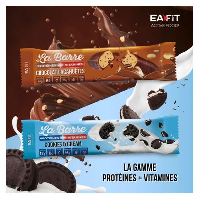 EAFIT La Barre Protéines + Vitamines 49 g - Chocolat Cacahuétes - Lot de 24