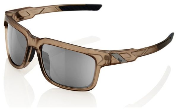 100% Type S Sunglasses - Matte Translucent Crystal Sepia - HiPER Mirror Silver
