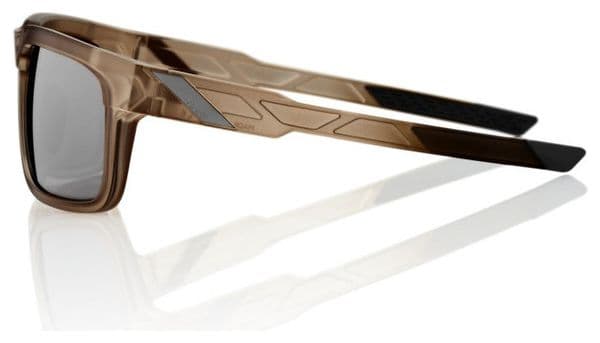 100% Type S Sunglasses - Matte Translucent Crystal Sepia - HiPER Mirror Silver