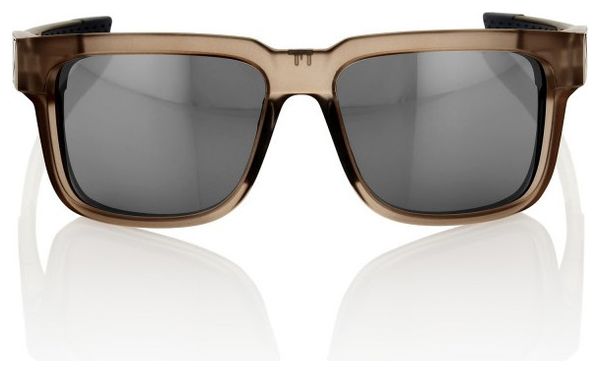 100% Type S Sunglasses - Matte Translucent Crystal Sepia - HiPER Mirror Silver