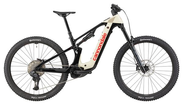 Mountain bike elettrica full-suspension Cannondale Moterra 2 con cambio Shimano, batteria Bosch da 12 V e 800 Wh, coppia di 120 Nm, ruote da 29", colore beige/nero